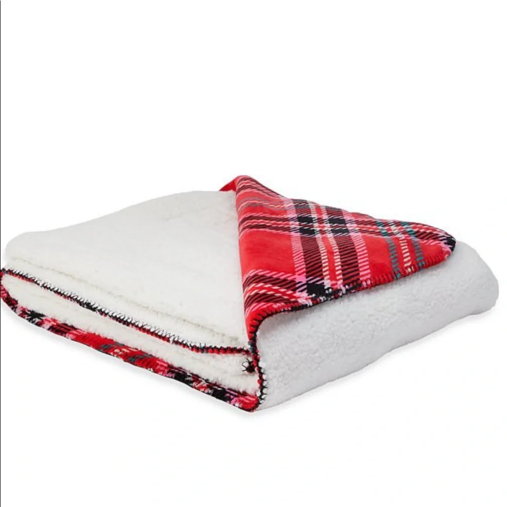 Victoria’s Secret Plaid Sherpa Blanket NWT